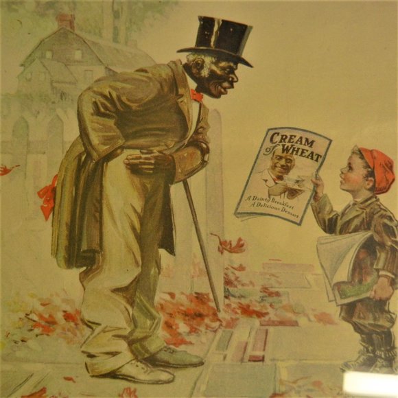 RARE Antique ORIGINAL 1922 CREAM OF WHEAT AD by ED P. BREWER Ornate Wooden Frame - Picture 4 of 7